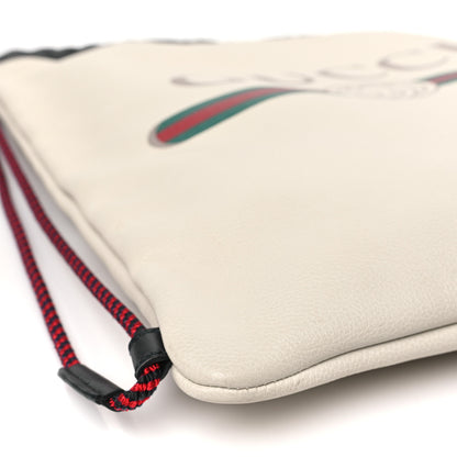 Gucci Calfskin Logo Drawstring Backpack Mystic White 8 of 9