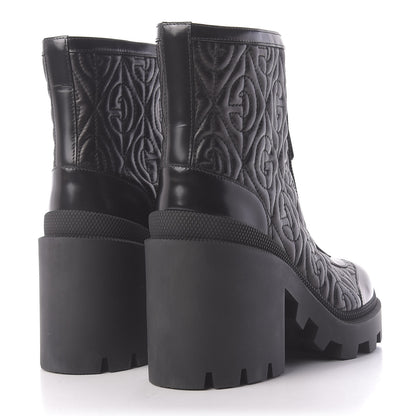 Gucci Calfskin Nappa Rhombus Quilted Trip Ankle Boots 36.5 Black 4 of 12