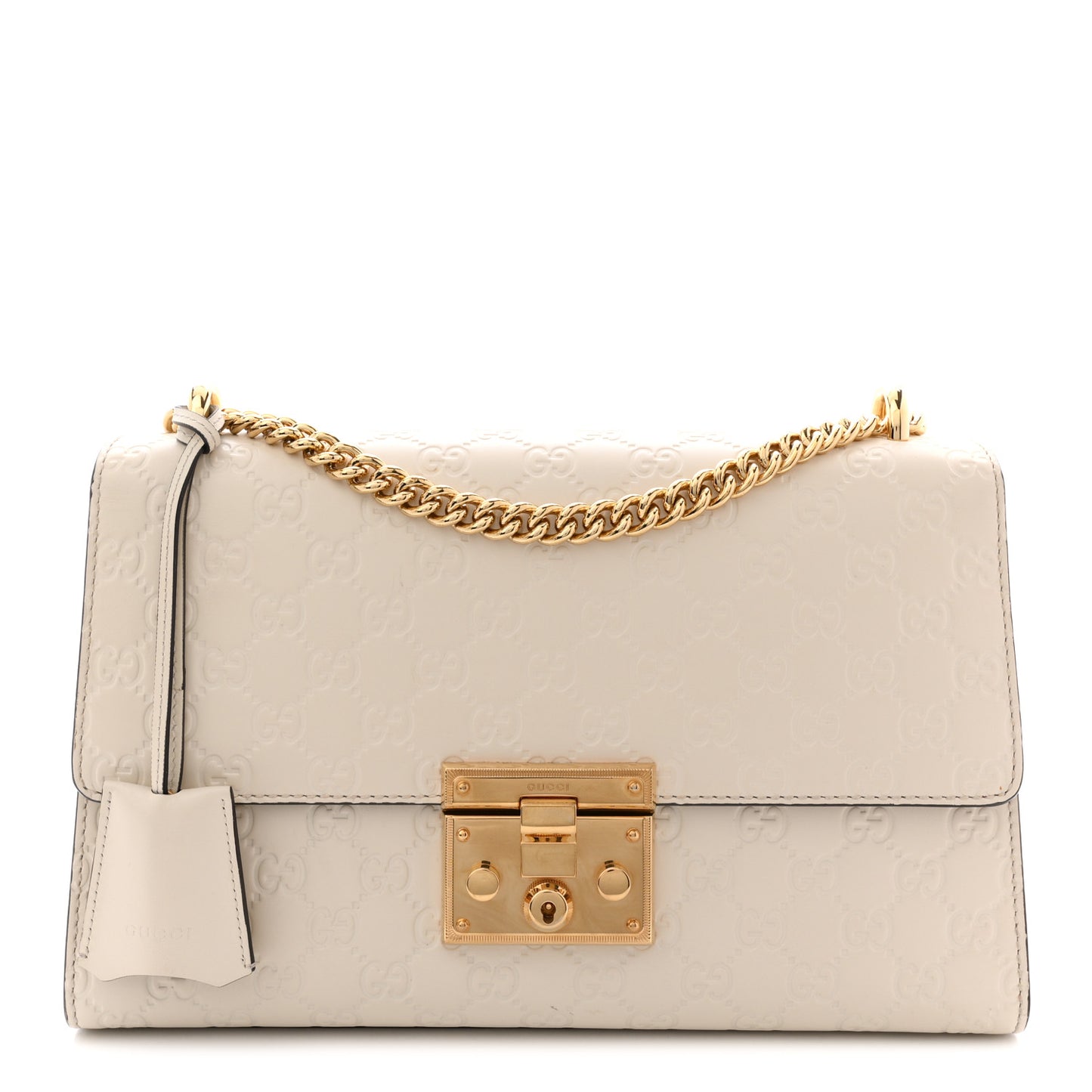 Guccissima Medium Padlock Shoulder Bag Mystic White