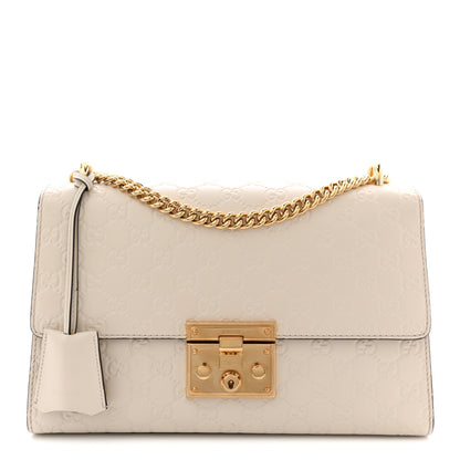 Gucci Guccissima Medium Padlock Shoulder Bag Mystic White 1 of 14