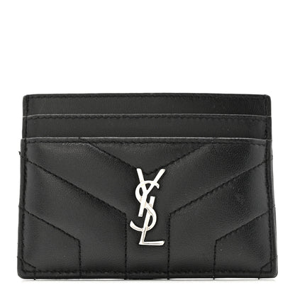Saint Laurent Calfskin Y Quilted Monogram LouLou Credit Card Case Black 1 of 11