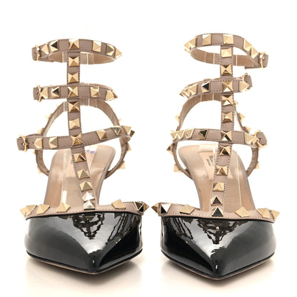 Valentino Garavani VALENTINO GARAVANI Patent Nappa Rockstud Ankle Strap 65mm Pumps 37 Black Poudre 2 of 8