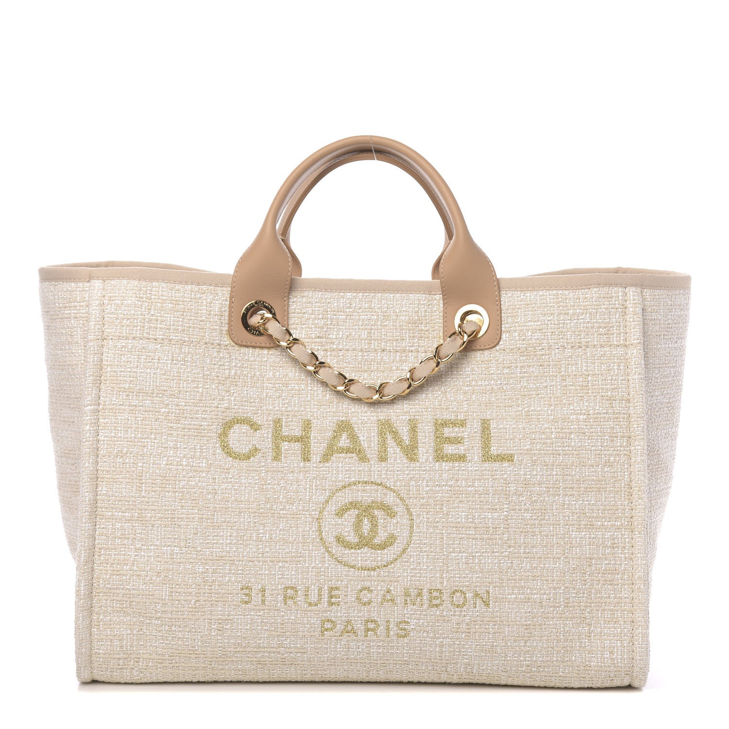 Chanel Canvas Medium Deauville Tote Light Beige 1 of 11