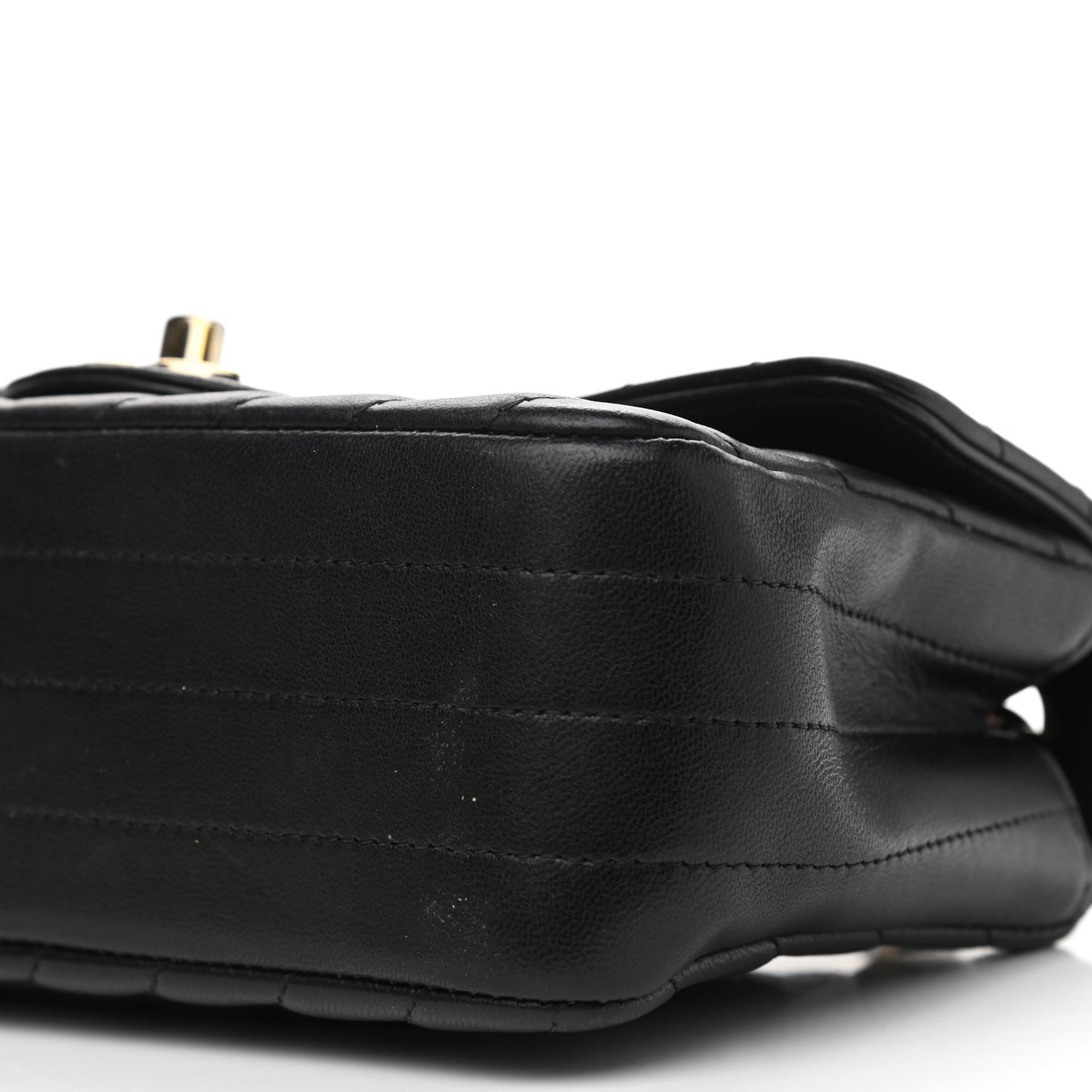 Lambskin Chevron Quilted Mini Rectangular Flap Black