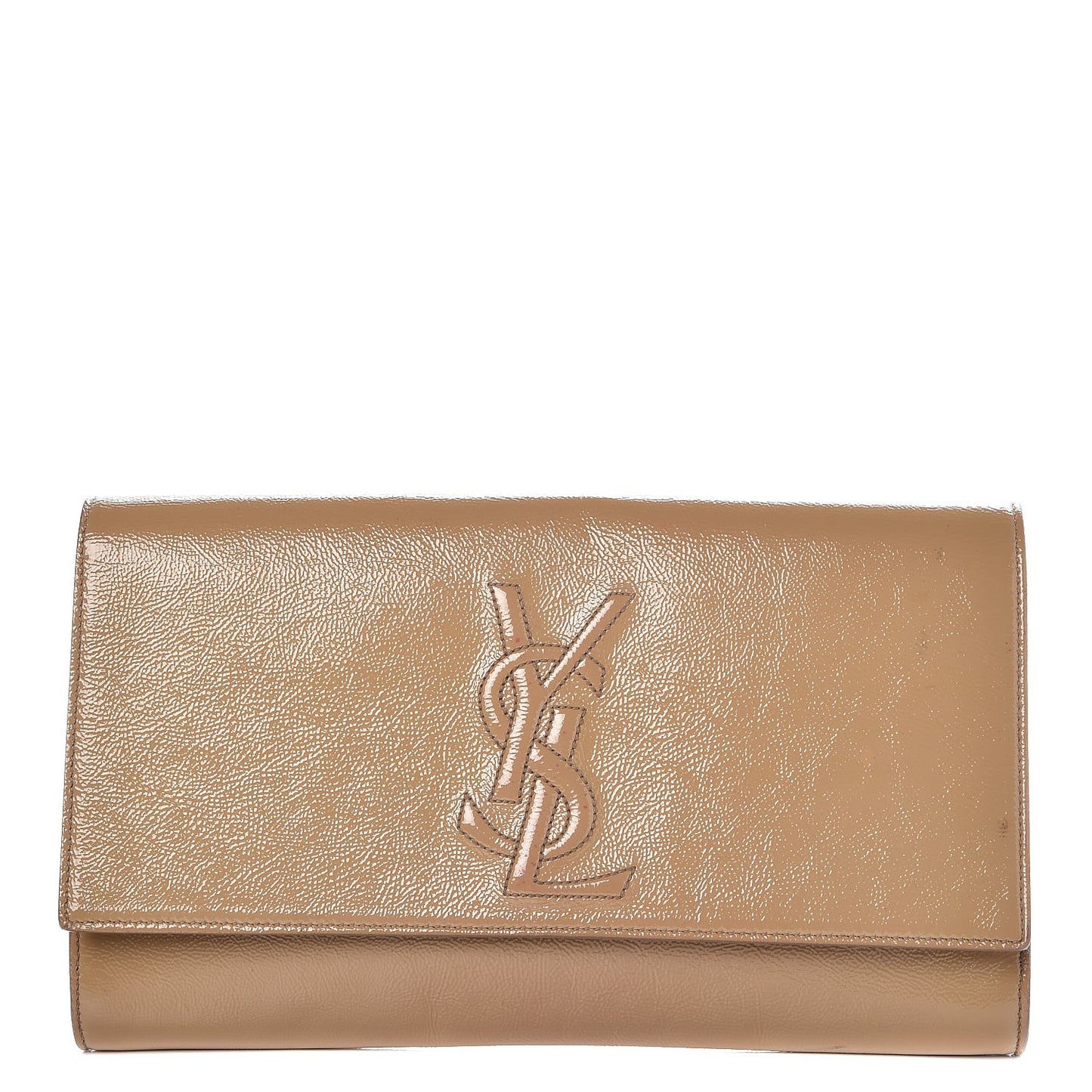 Textured Patent Monogram Large Belle De Jour Clutch Nude