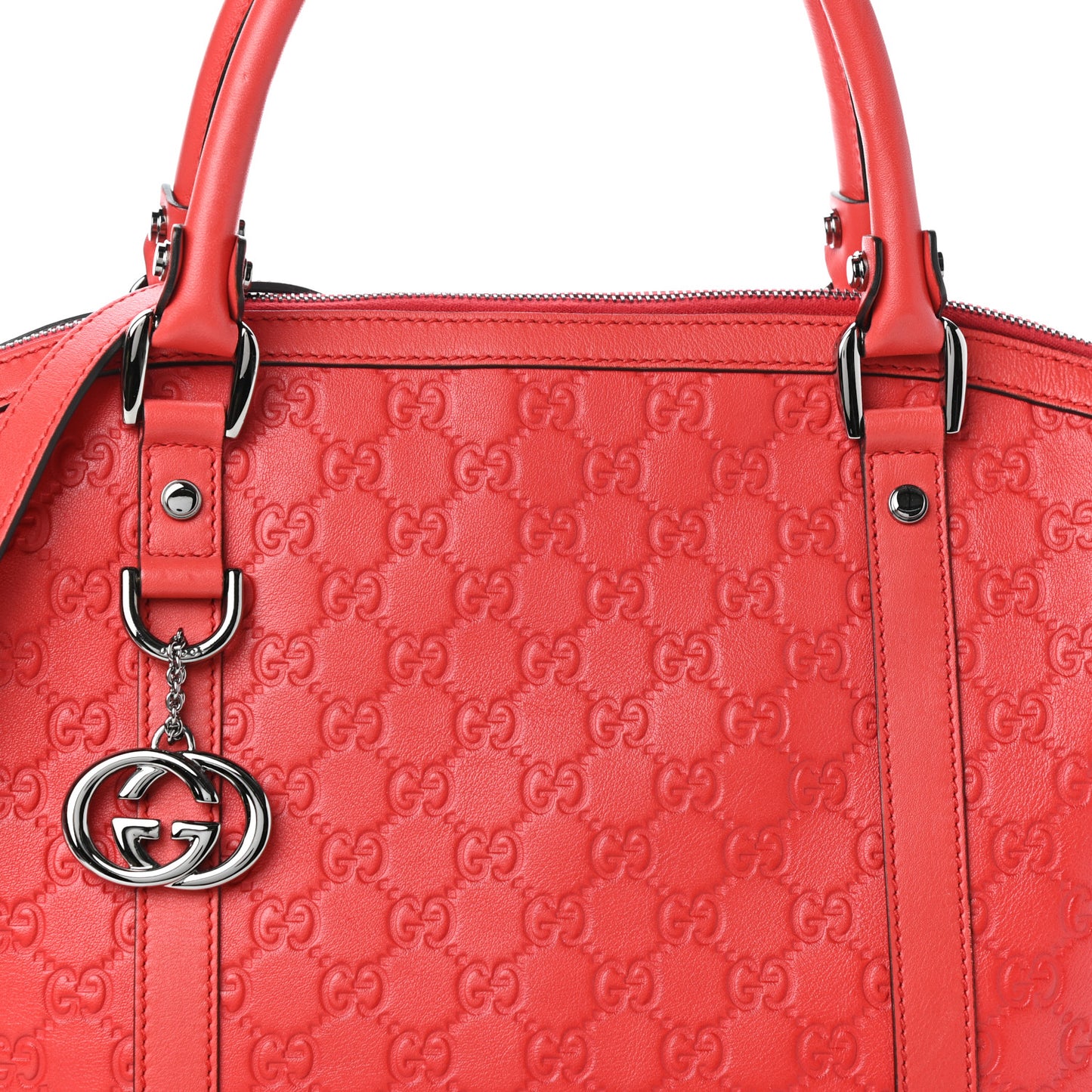 Guccissima Medium GG Charm Dome Satchel Red