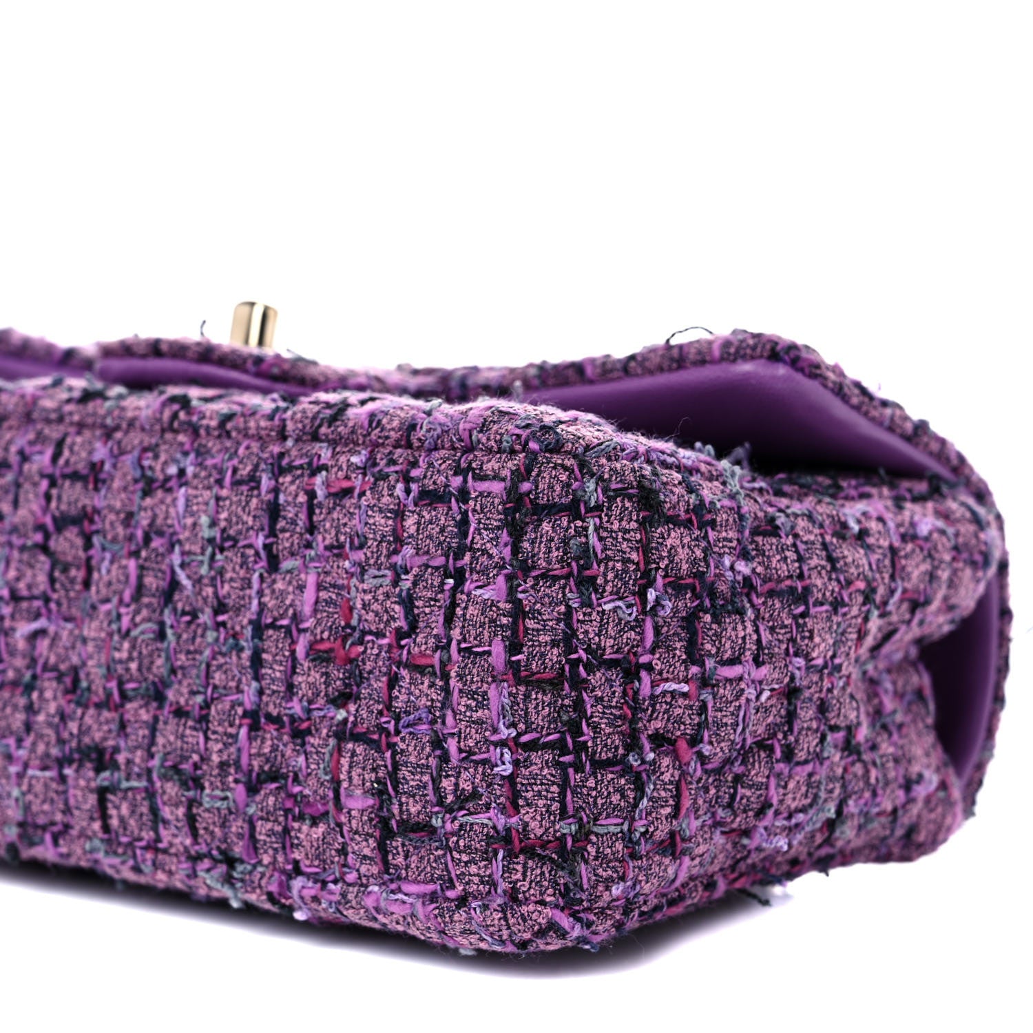 Chanel Tweed Quilted Mini Rectangular Flap Light Purple Pink Navy 9 of 10
