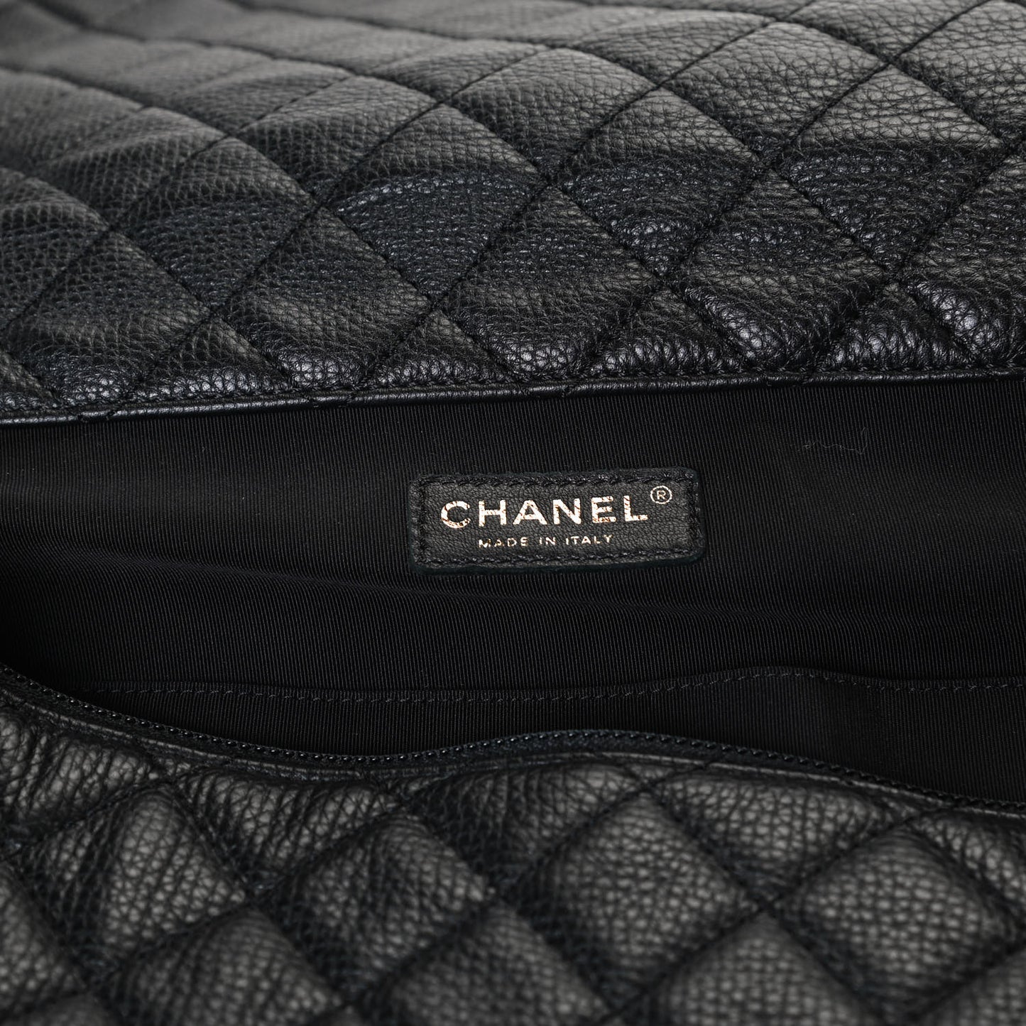 Calfskin Quilted XXL Travel Flap Bag Black
