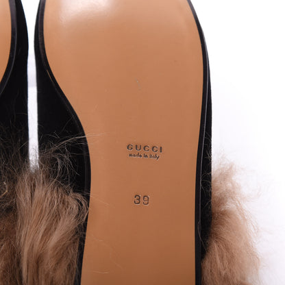 Gucci Velvet Fur Womens Princetown Slippers 39 Black 9 of 10