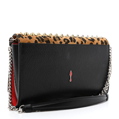 Christian Louboutin Leopard Calfskin Spikes Paloma Clutch Black 3 of 10