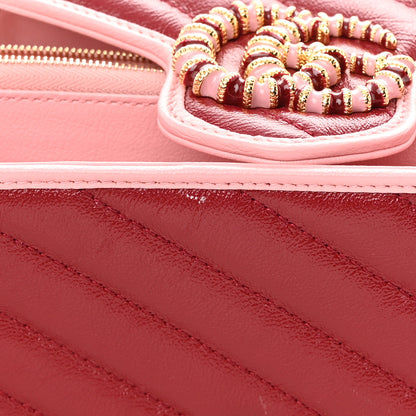 Gucci Azalea Calfskin Enamel Matelasse Diagonal Torchon GG Marmont Chain Wallet New Cherry Red Wild Rose 14 of 14