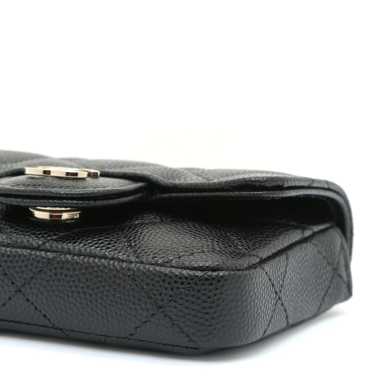 Caviar Quilted Mini Chain Belt Bag Black