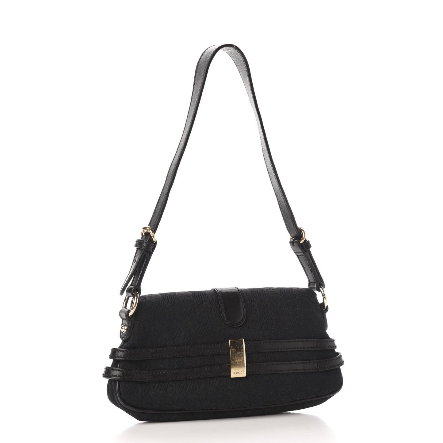 Monogram Horsebit Chain Flap Shoulder Bag Black
