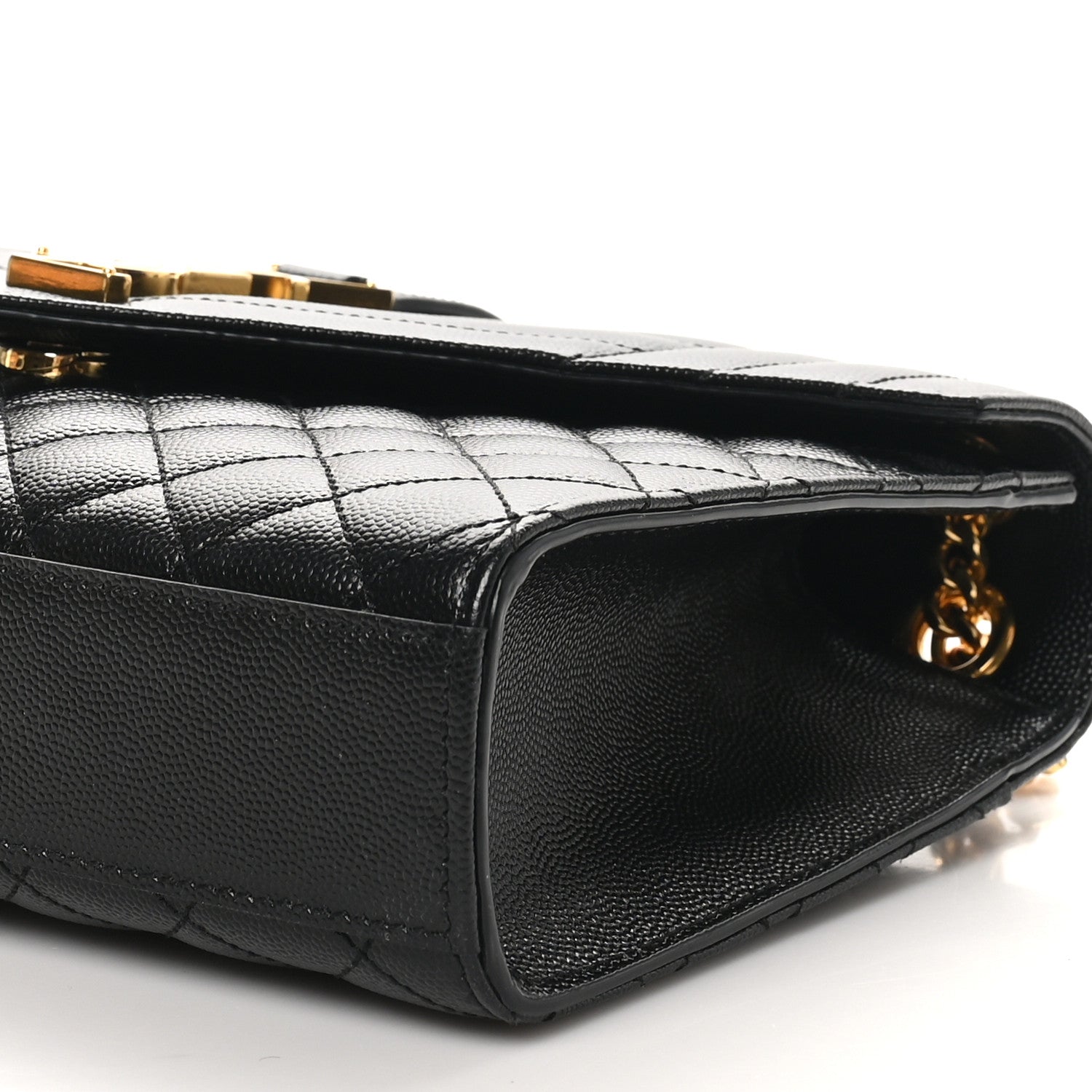 Saint Laurent Grain De Poudre Textured Mixed Matelasse Triquilt Medium Monogram Satchel Black 10 of 10