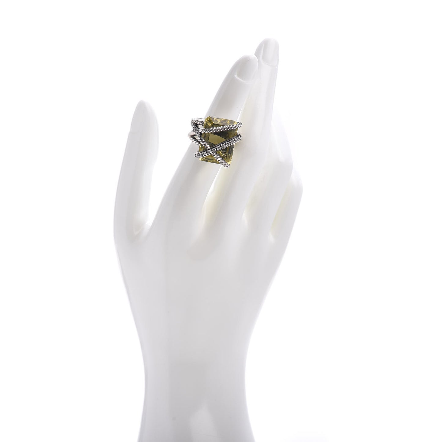 Darkened Sterling Silver Diamond Lemon Citrine 20mm Cable Wrap Ring 51 5.75