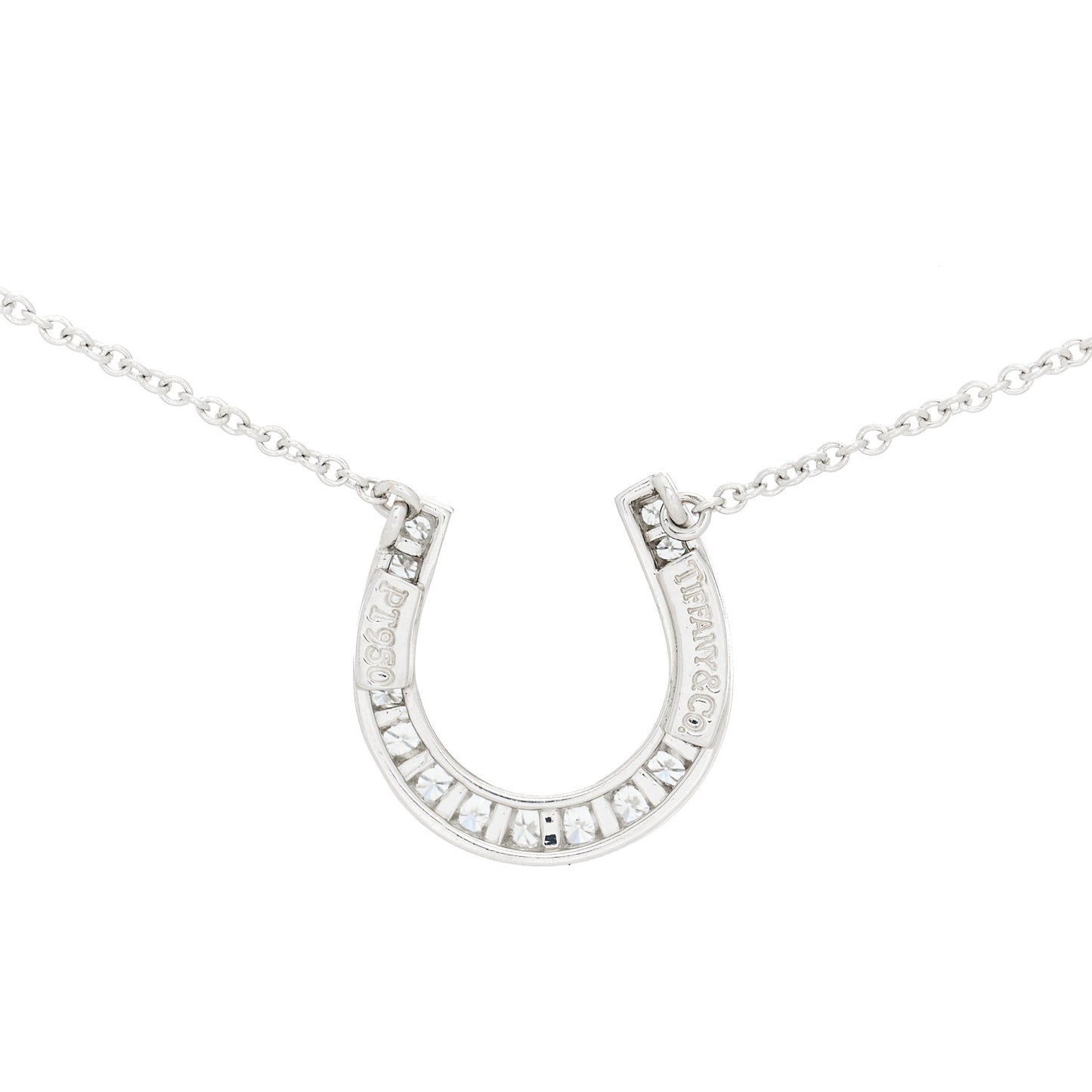 Platinum Diamond Horseshoe Pendant Necklace
