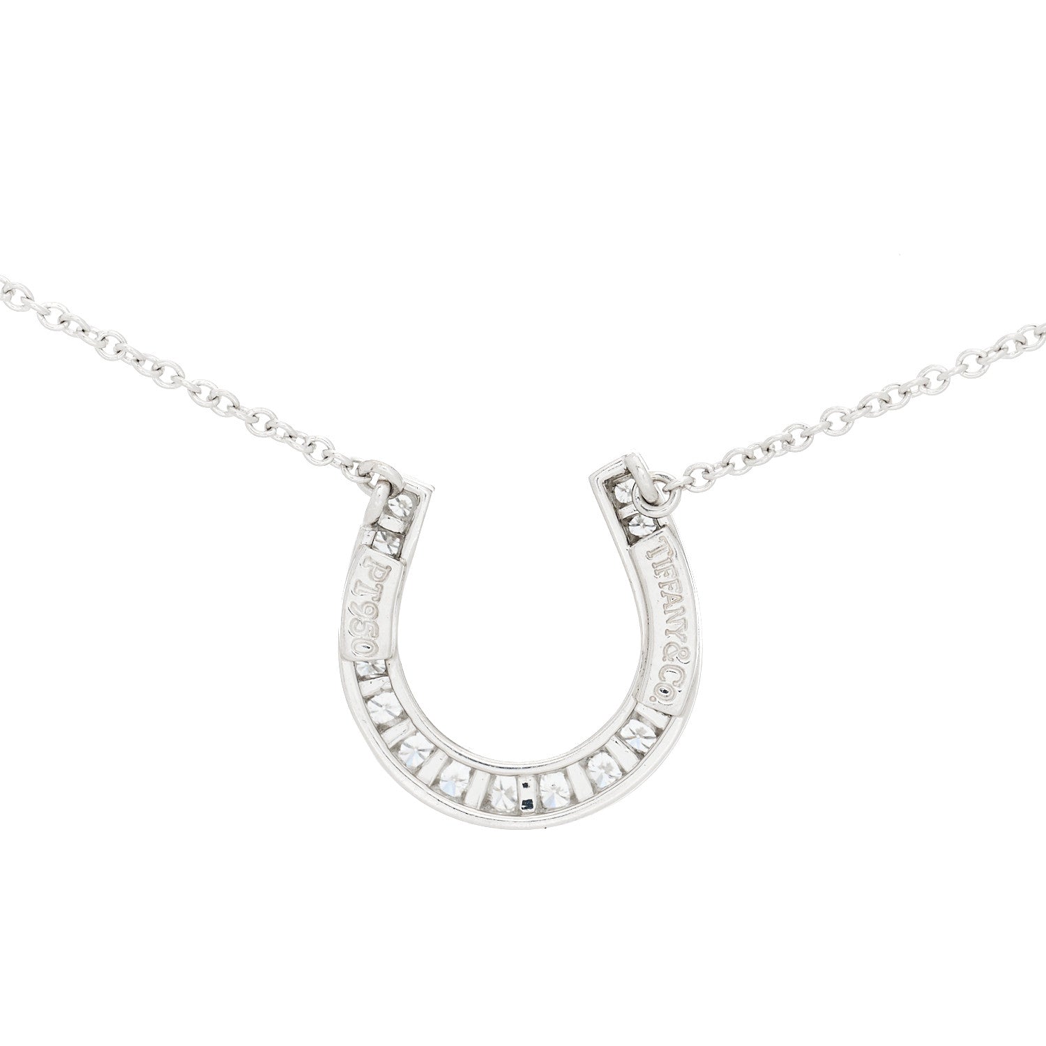 Tiffany Platinum Diamond Horseshoe Pendant Necklace 5 of 5