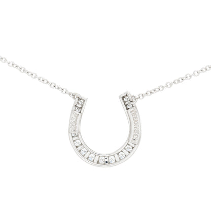 Tiffany Platinum Diamond Horseshoe Pendant Necklace 5 of 5