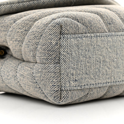 Saint Laurent Denim Y Quilted Monogram Toy Loulou Crossbody Bag Grey 9 of 11