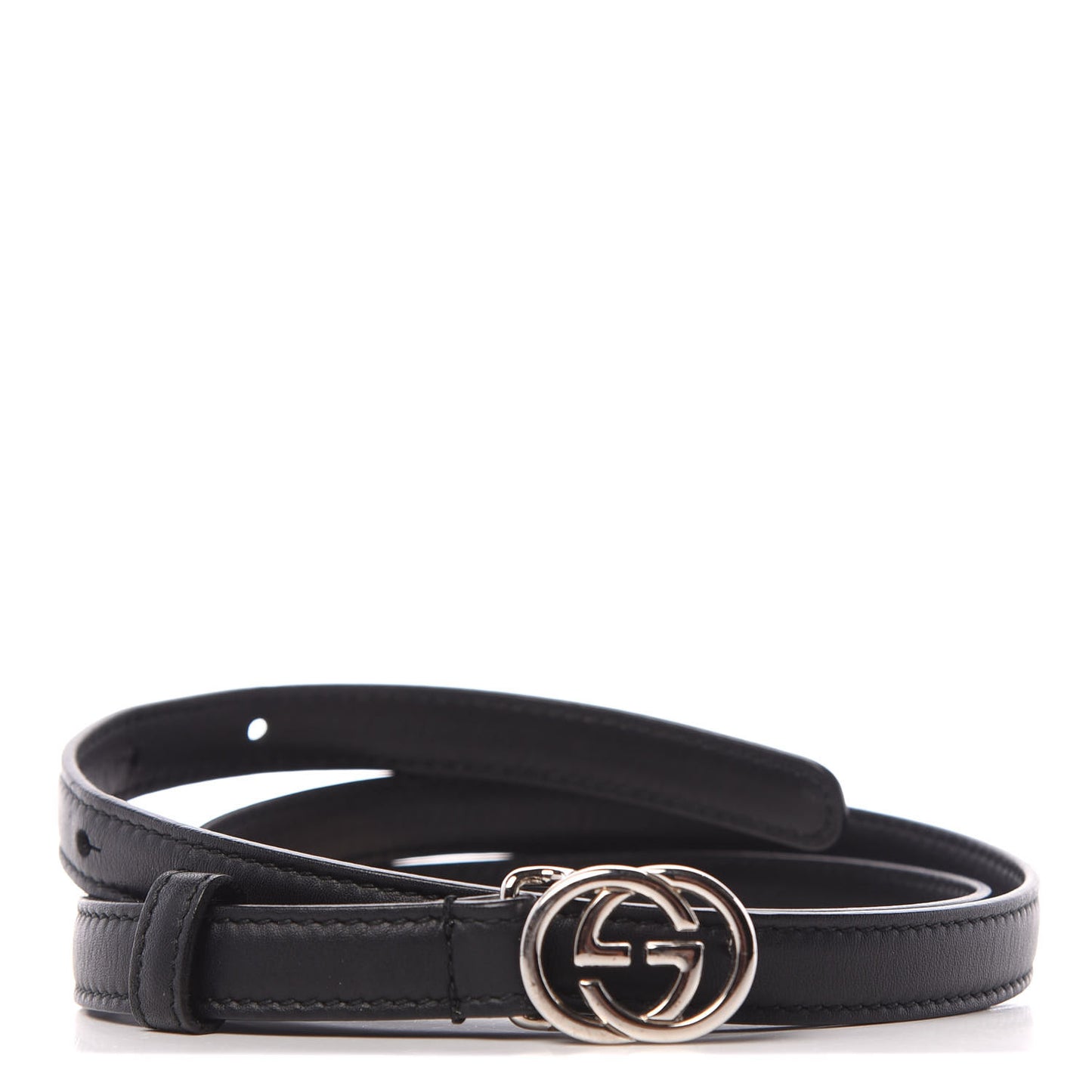 Moon Calfskin Nickel Interlocking G 20mm Belt 90 36 Black