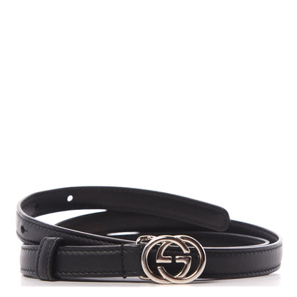 Gucci Moon Calfskin Nickel Interlocking G 20mm Belt 90 36 Black 1 of 6