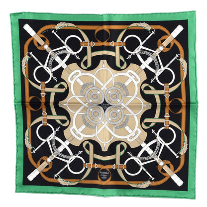Hermes Silk Eperon D'Or Scarf 90 Vert Emeraude Black 1 of 6