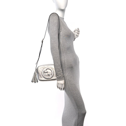 Gucci Metallic Sakai Be Green Calfskin Diagonal Stitched Small Blondie Shoulder Bag Silver 2 of 10