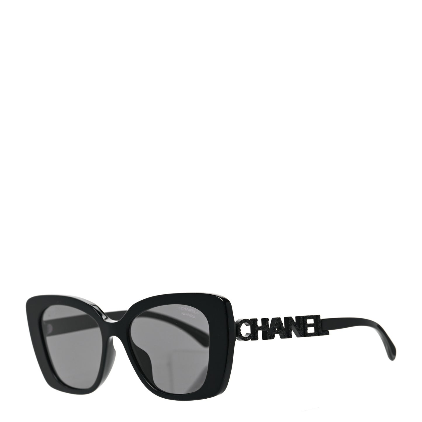 Acetate Strass Polarized Square Sunglasses 5422-B-A Black