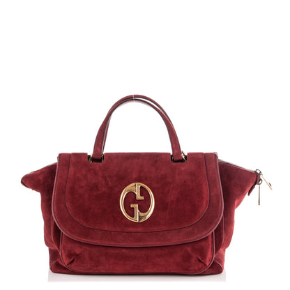 Gucci Suede Medium 1973 Top Handle Satchel Red 1 of 7