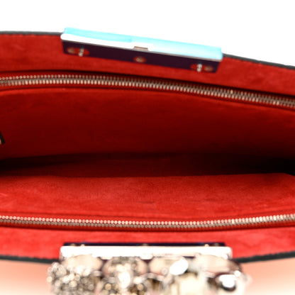 Alexander McQueen Calfskin Crocodile Embossed Knuckle Flat Clutch Colurie Ivory 5 of 7
