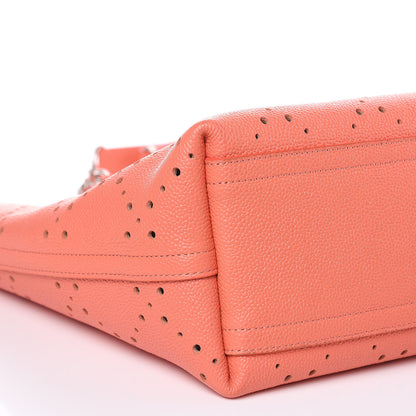Chanel Perforated Grained Calfskin Small Shopping Tote Coral Beige 8 of 10