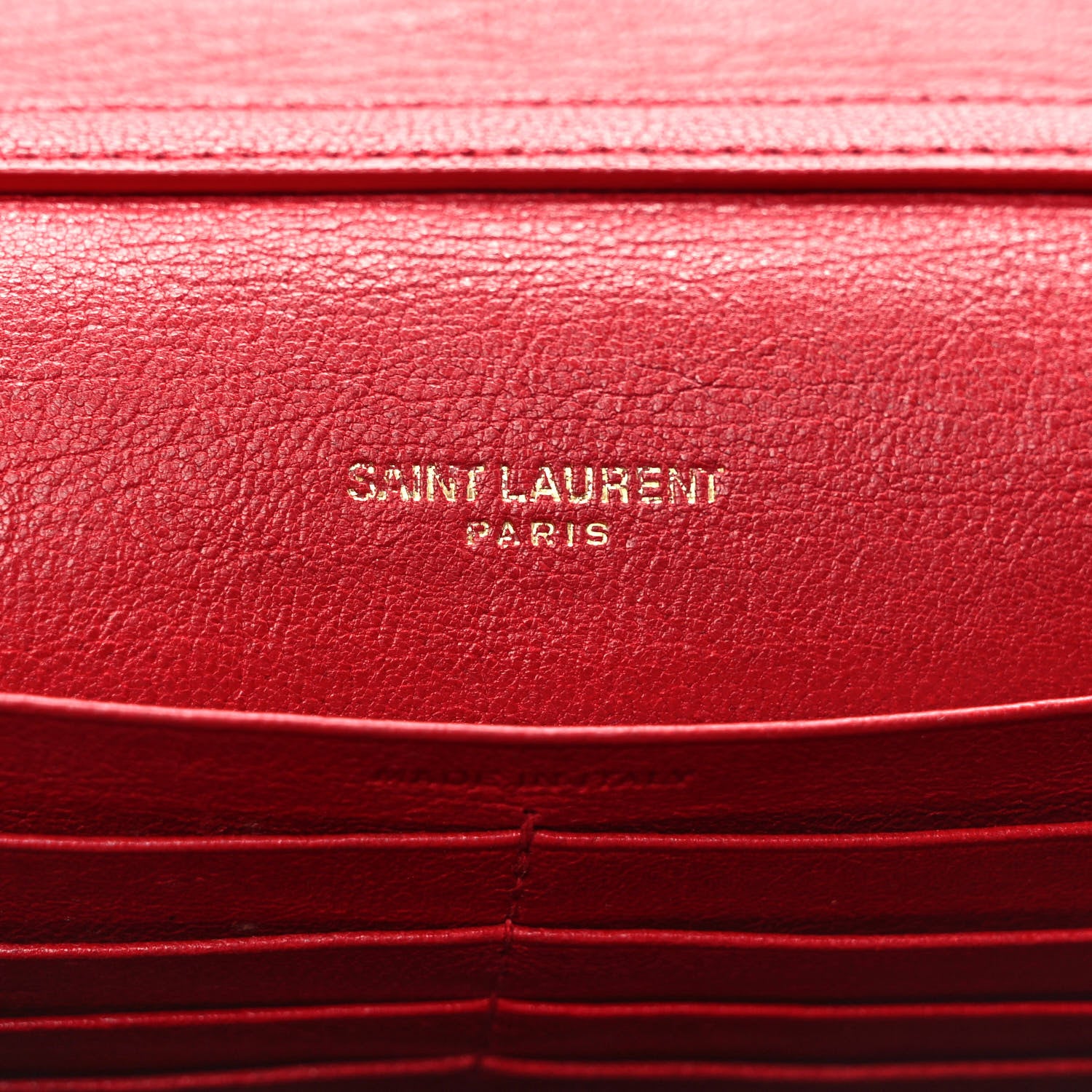 Saint Laurent Lambskin Diamond Quilted Becky Chain Wallet Rouge Eros 6 of 11