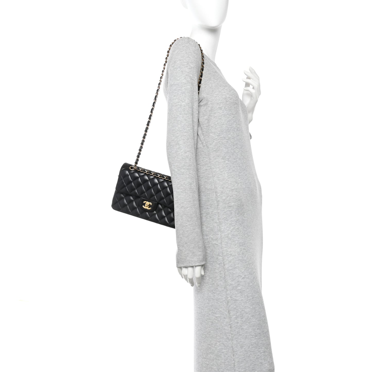 Lambskin Quilted Small Double Flap Black