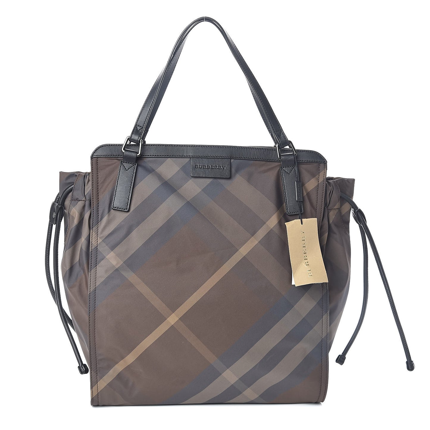 Nylon Check Small Buckleigh Packable Tote Birch Grey