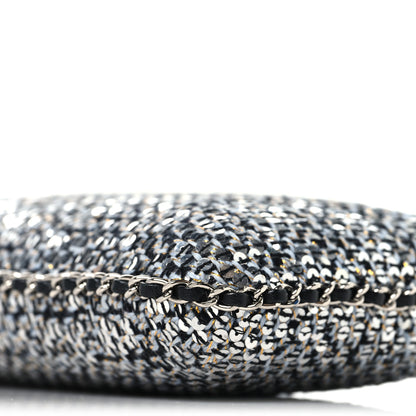 Chanel Tweed Sequin Chain Around Phone Holder Silver Black 9 of 10