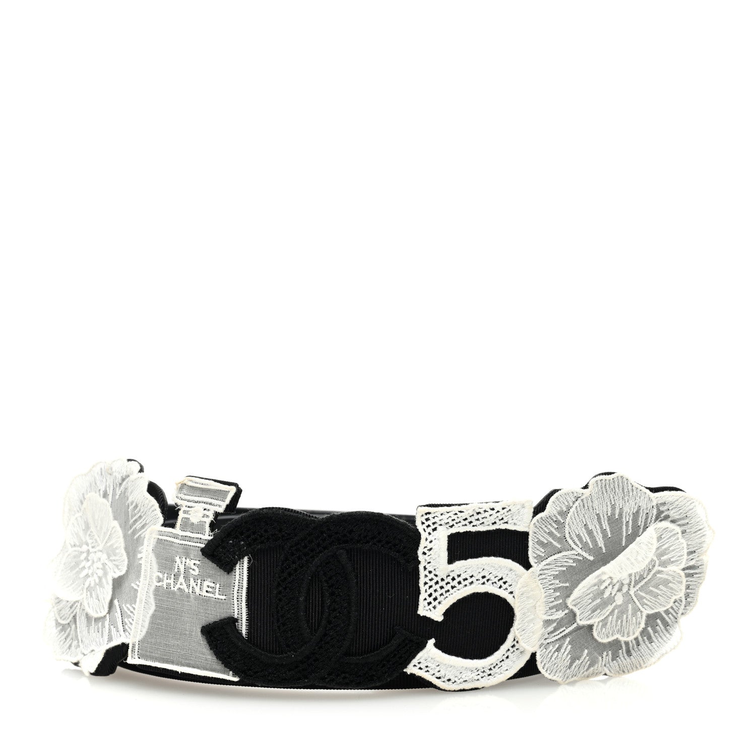 Chanel Embroidered Grosgrain Belt 90 36 Black 1 of 4