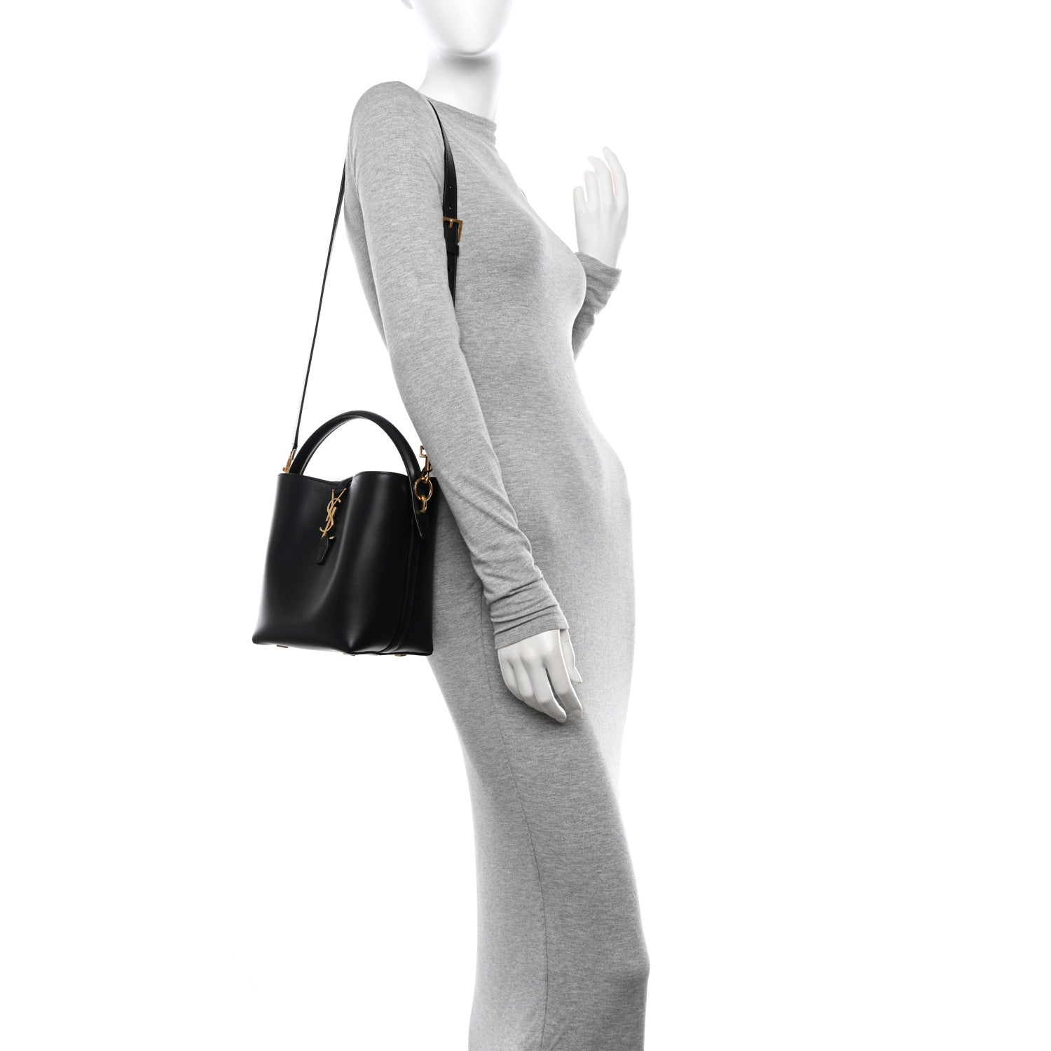 Saint Laurent Shiny Calfskin Le 37 Bucket Bag Black 2 of 15