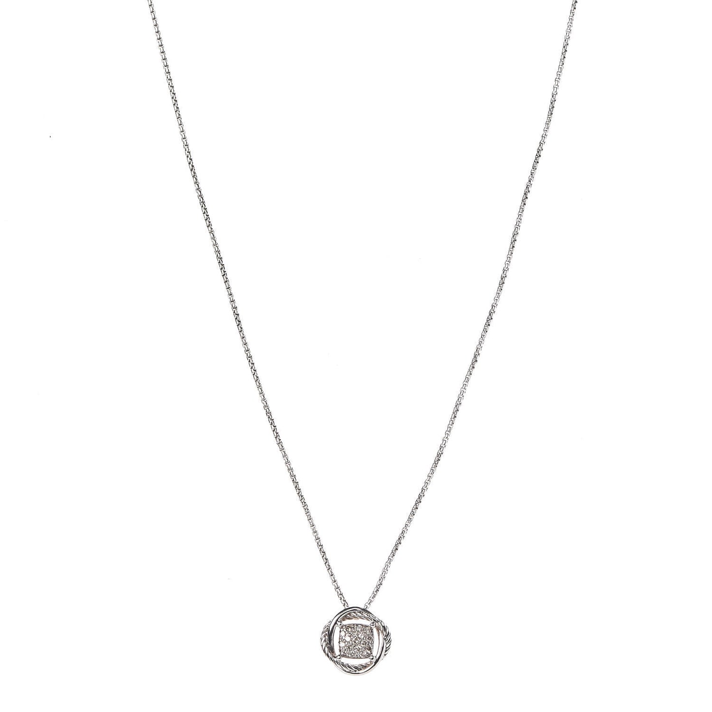 Sterling Silver Diamond 7mm Infinity Pendant Necklace