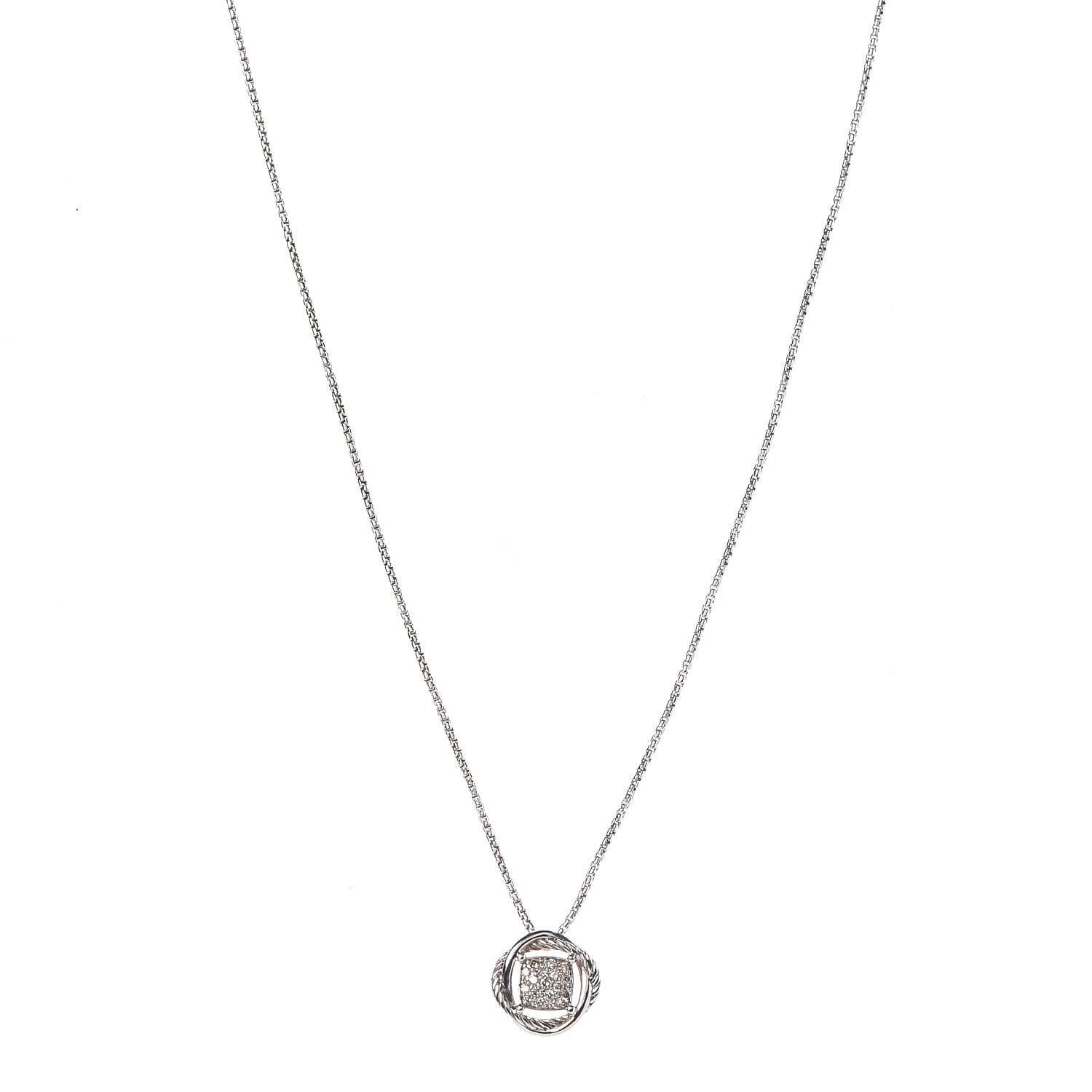 David Yurman Sterling Silver Diamond 7mm Infinity Pendant Necklace 1 of 6