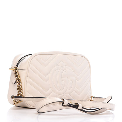 Gucci Calfskin Matelasse Small GG Marmont Chain Shoulder Bag White 3 of 12
