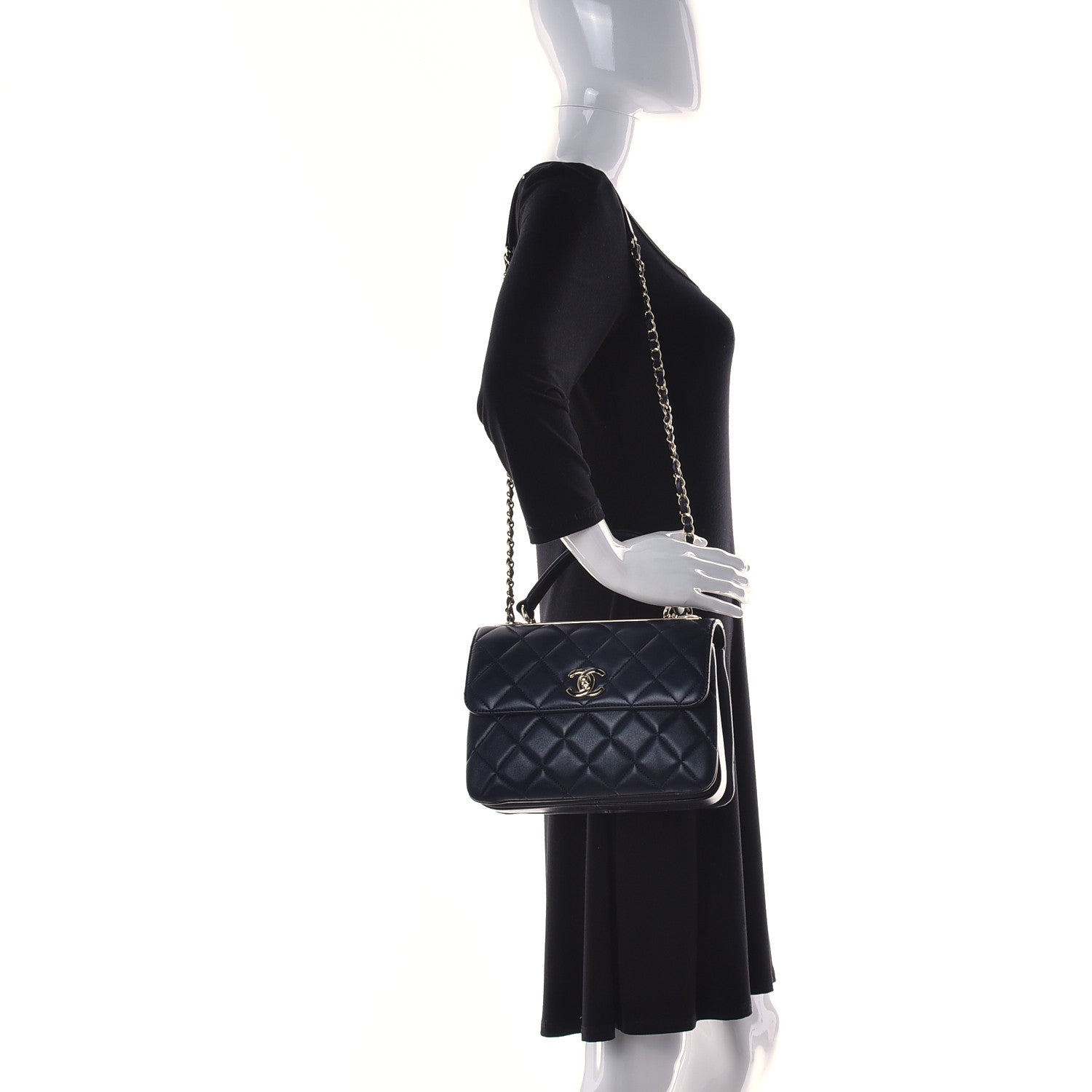 Chanel Lambskin Quilted Small Trendy CC Dual Handle Flap Bag Navy 2 of 14