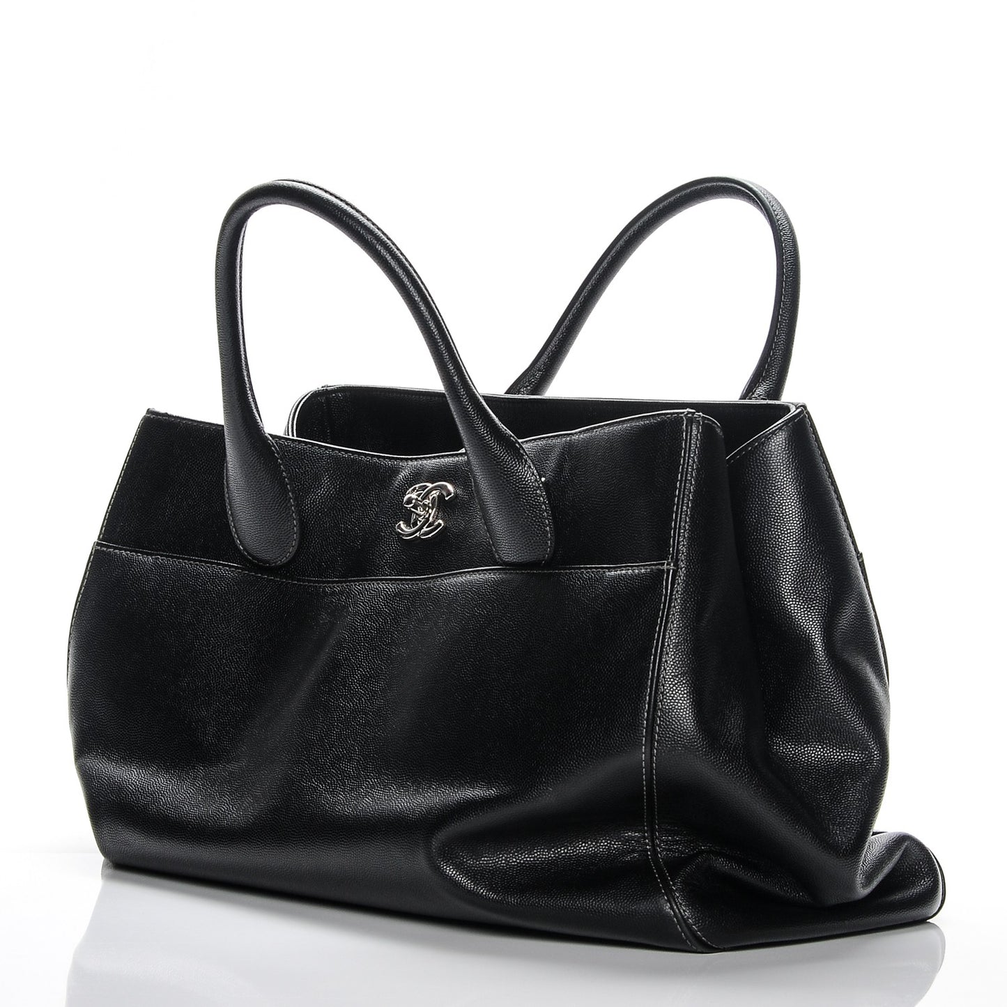 Caviar Medium Cerf Executive Shopper Tote Black