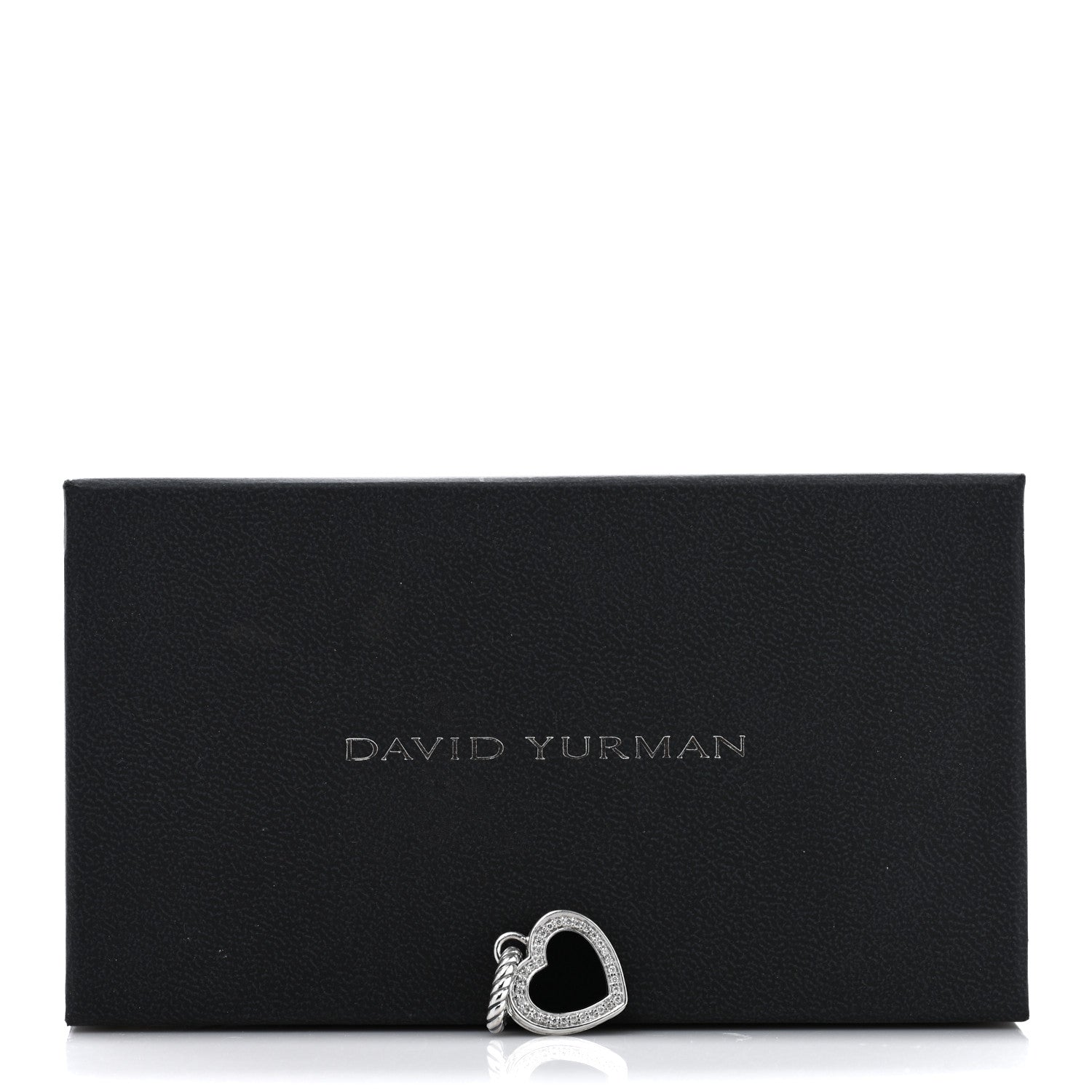 David Yurman Sterling Silver Black Onyx Diamond Cable Heart Charm Pendant 4 of 4