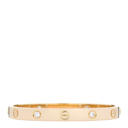 Cartier 18K Yellow Gold 4 Diamond LOVE Bracelet 16 3 of 6