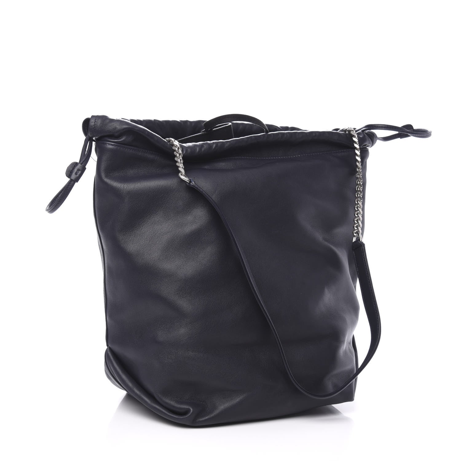 Saint Laurent Lambskin Teddy Drawstring Bag Dark Notte 4 of 11