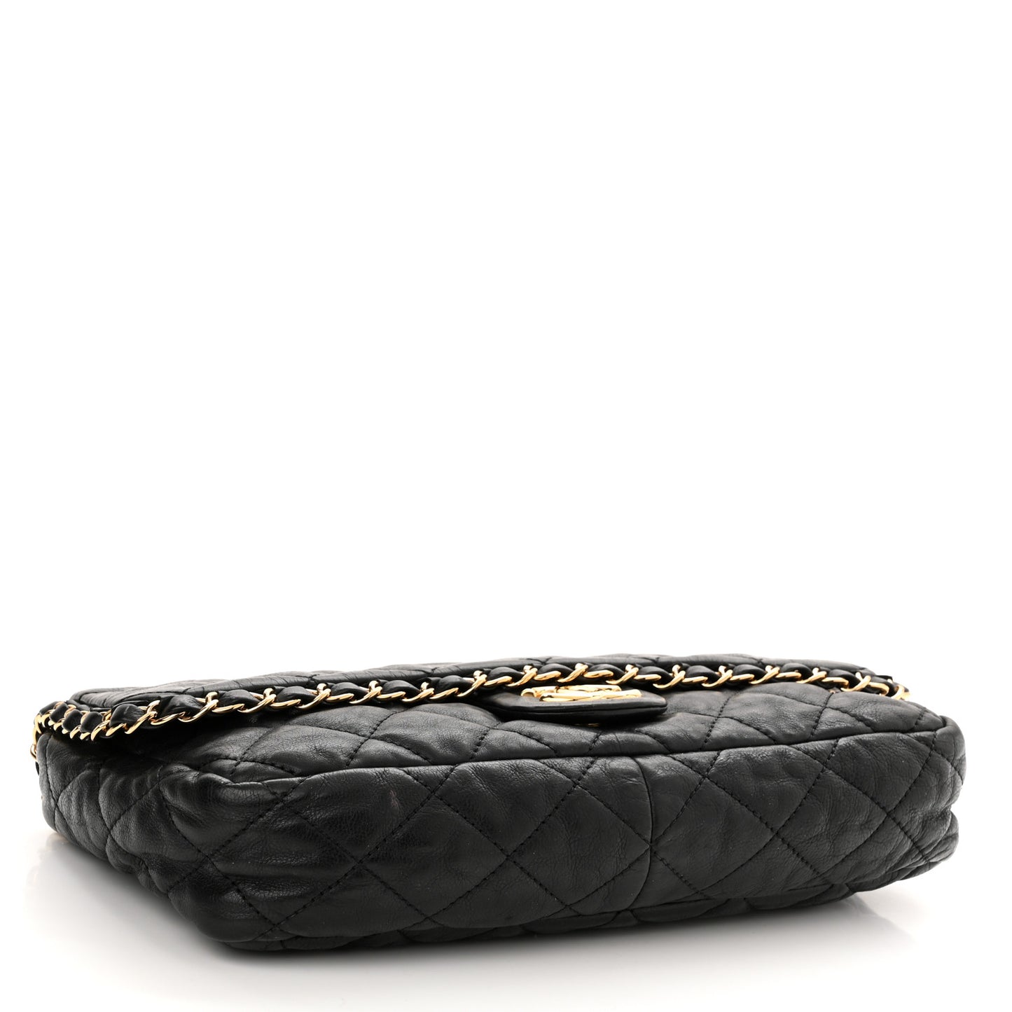 Calfskin Quilted Medium Chain Me Flap Black