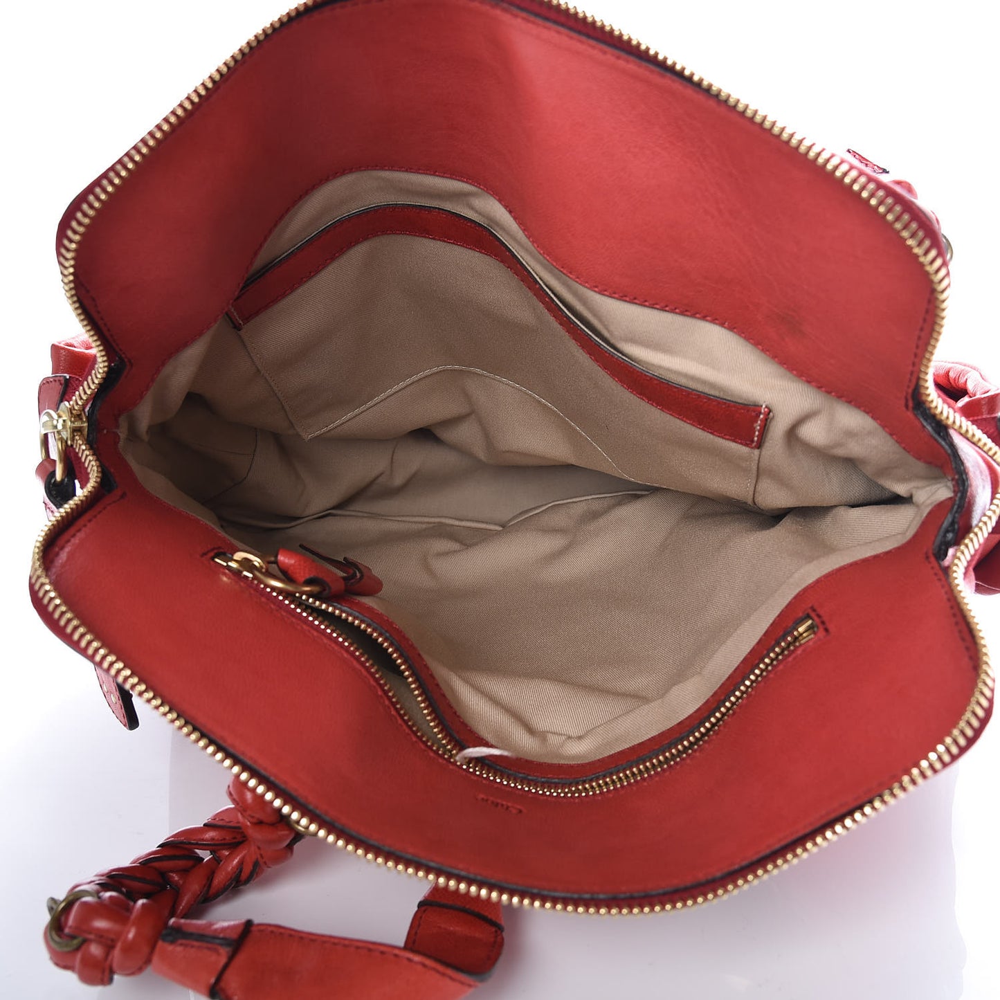 Lambskin Large Heloise Satchel Vermillion Red