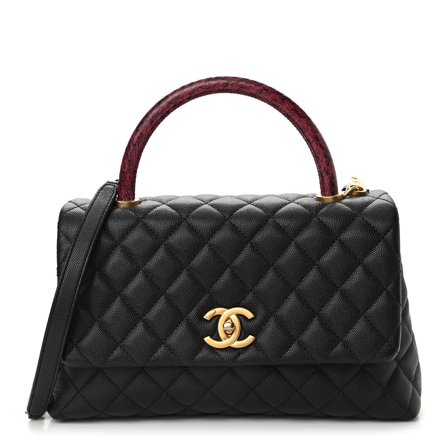 Chanel Caviar Elaphe Quilted Small Coco Handle Flap Black 1 of 10