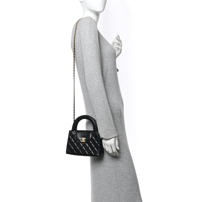 Chanel Shiny Aged Calfskin Quilted Nano Kelly Shopper Black 2 of 11