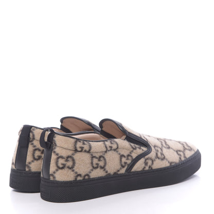 Gucci Covered Wool GG Monogram Mens Dublin Slip On Sneakers 12 Beige Ebony Black 4 of 9